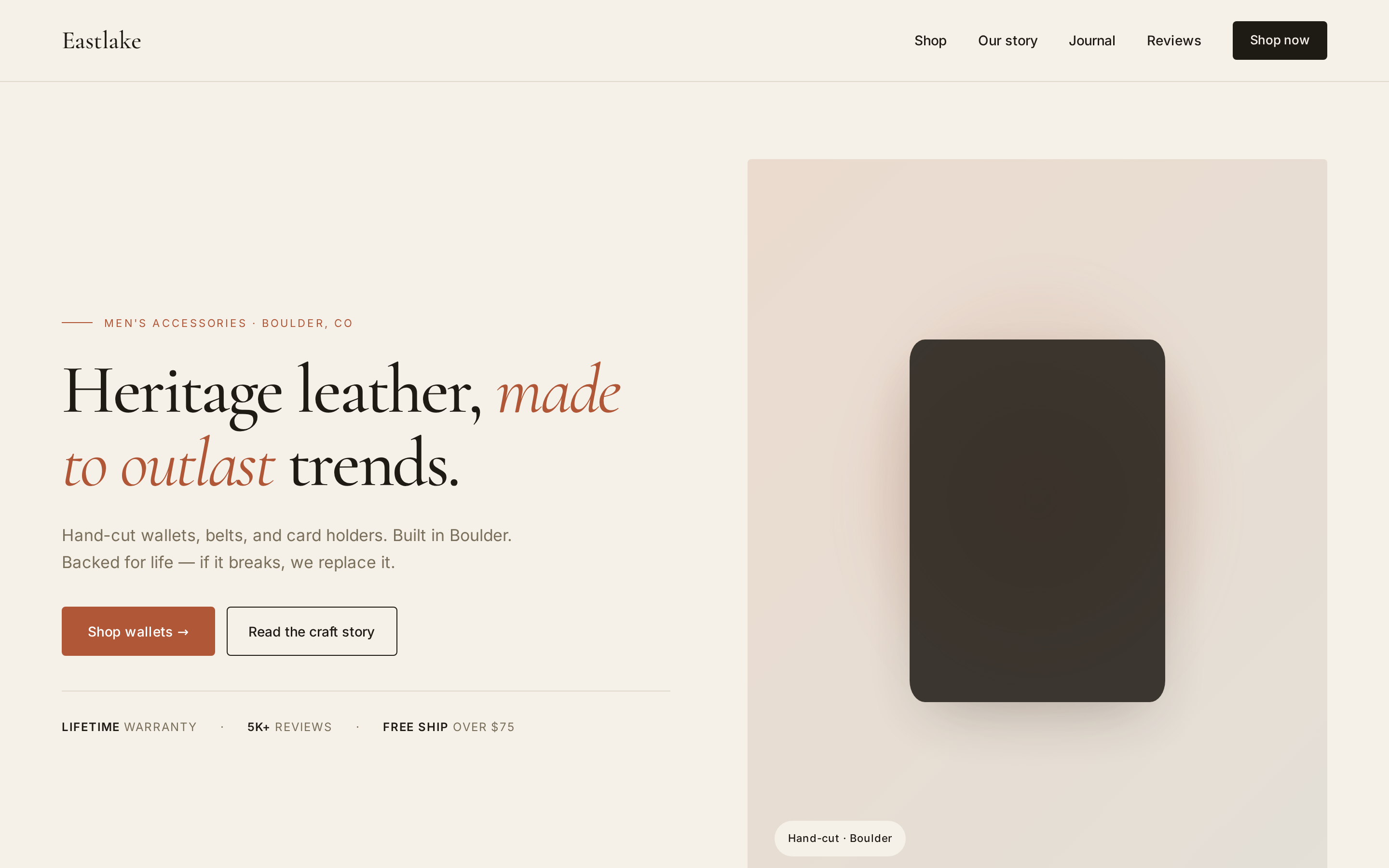 Eastlake Goods homepage